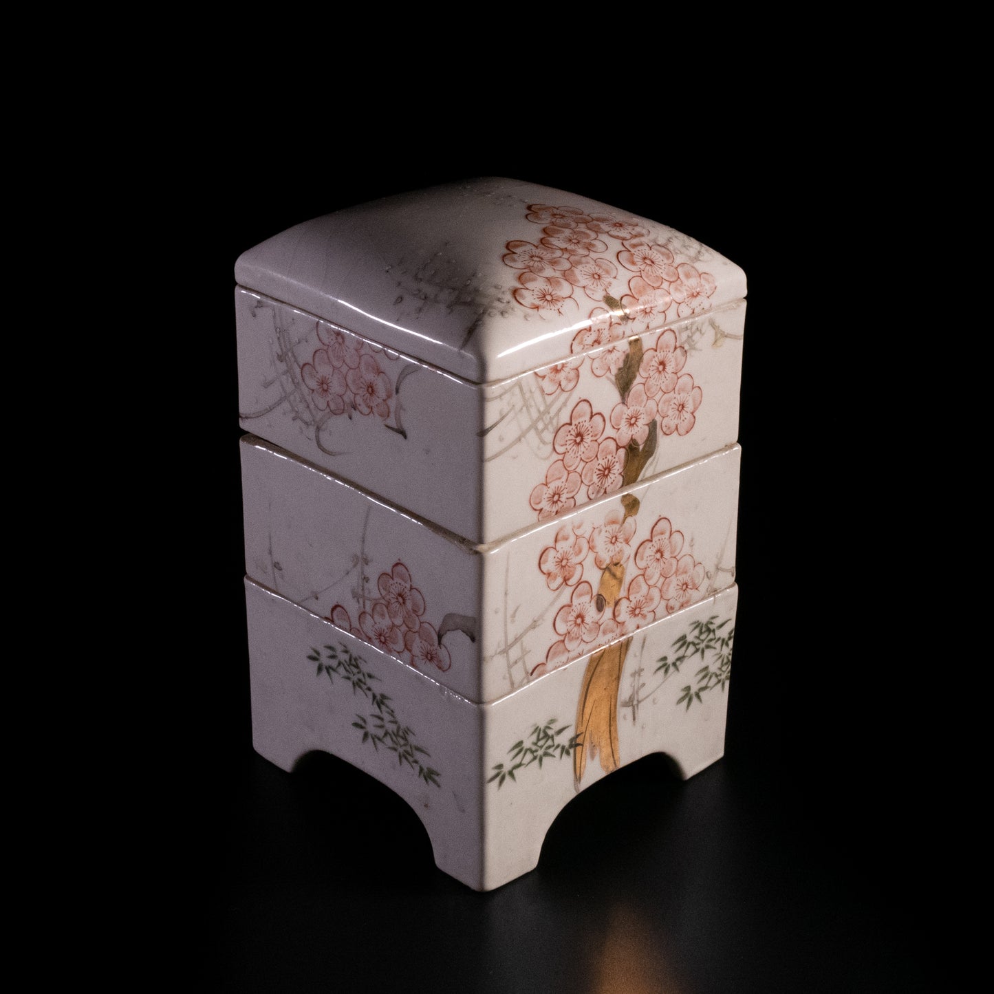 Japanese-made ceramic stacked box, three tiers